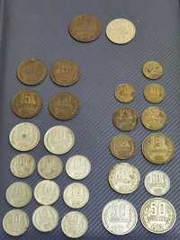 български монети с номинал от 1-стотинка до-50 стотинки от-1974г.
