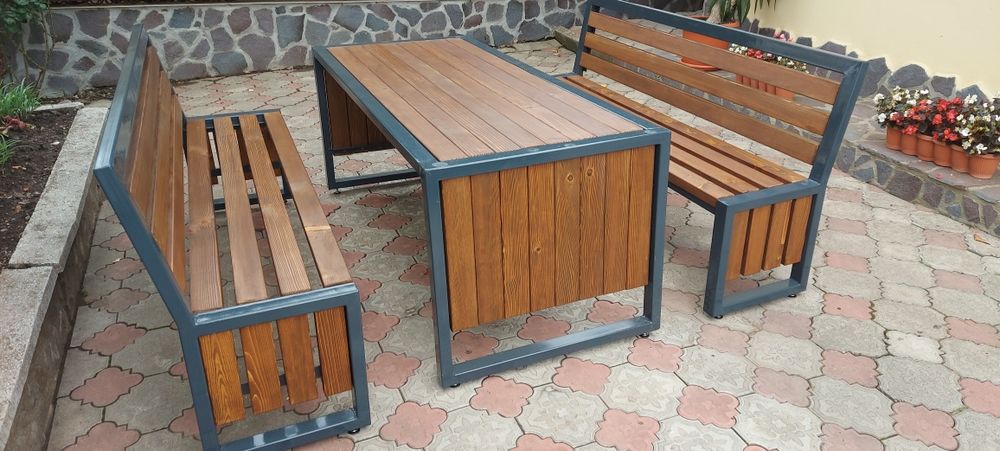 Mobilier terasa, gradina, curte,banca , masa fier si lemn  HoReCa