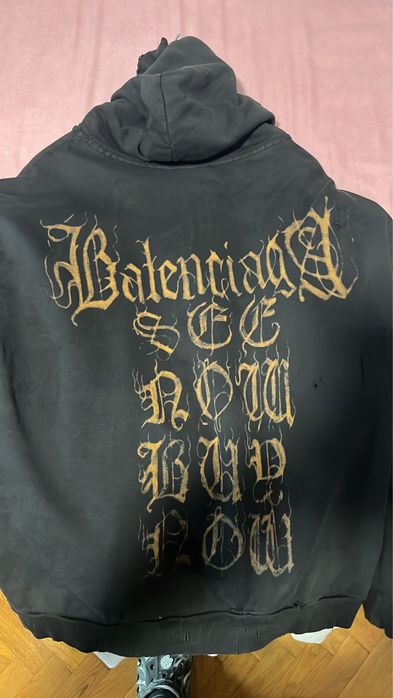 Balenciaga Mettal Zip Up Hoodie Disstresed