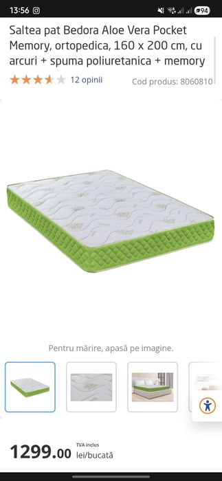 Vând saltea ortopedică 160×200