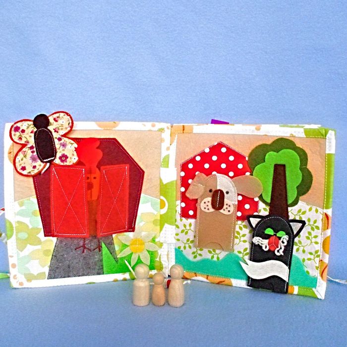 Carte senzoriala din fetru cu marionete pe degete ,10 pagini.