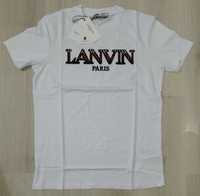 Мъжка фланелка Lanvin бяла с бродерия 100% памук тениска блуза 2024