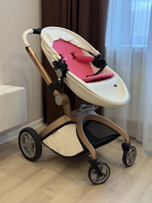 Коляска универсальная Hot Mom белый/розовый