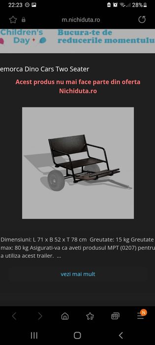 Vând remorca cart pt copii aproape noua
