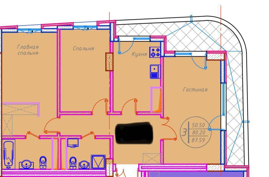 Infinity Продается 3 комнатная коробка ул.Садыка Азимова Ц-1