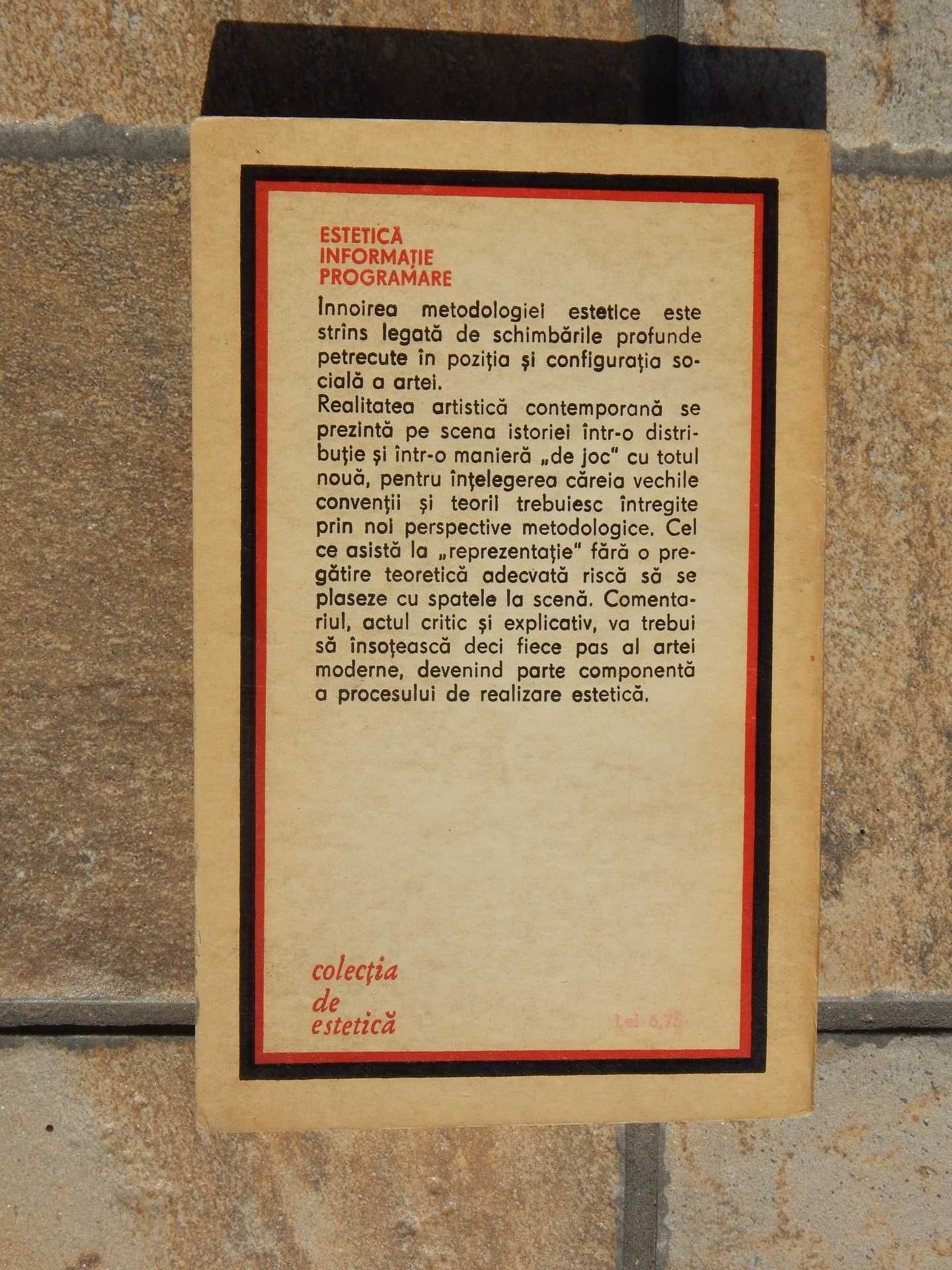 Estetica informatie programare Victor Masek Editura Stiintifica 1972