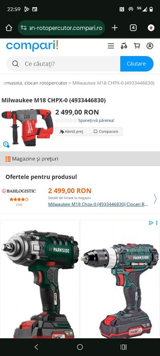 Rotopercutor milwaukee chpx , 2 baterii ,încărcător rapid.cutie