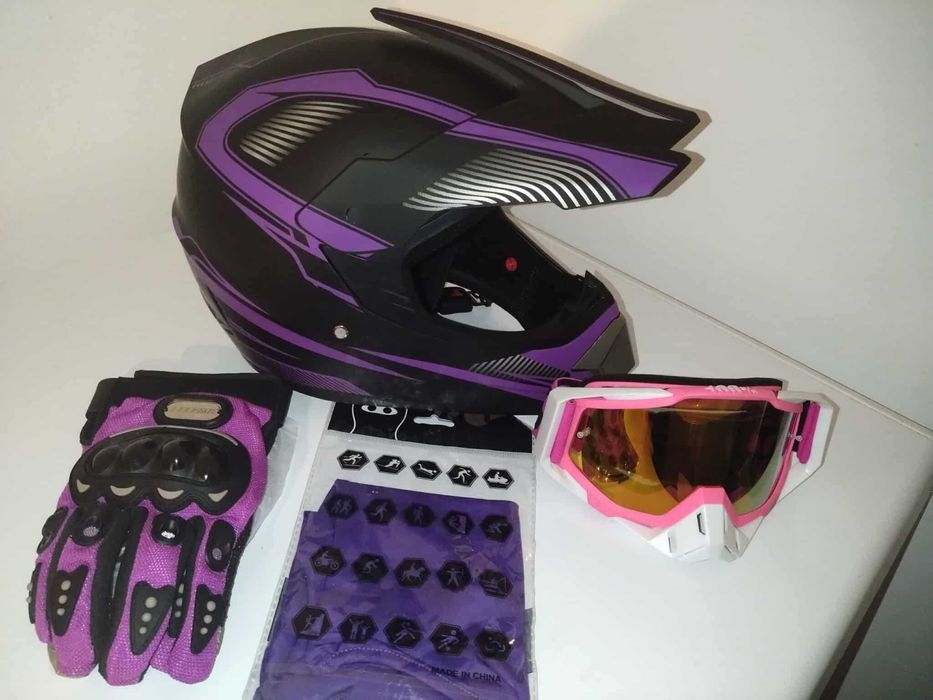 Set casca enduro+Ochelari+Manusi+Cagula