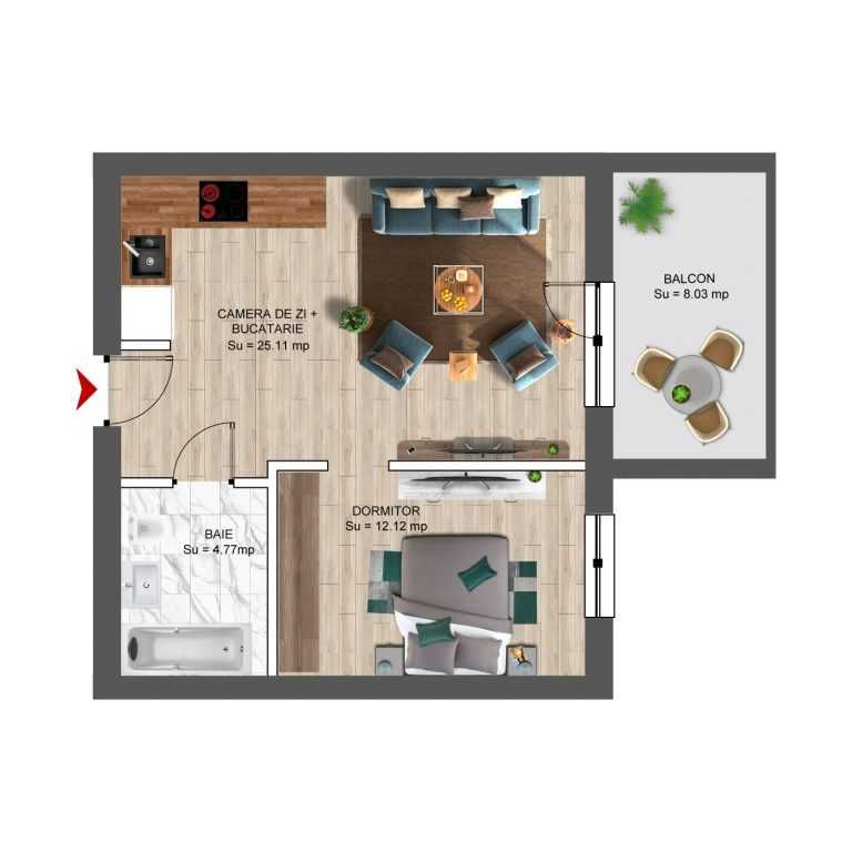 Apartament 2 camere Boreal Plus etaj 2+loc parcare proprietate