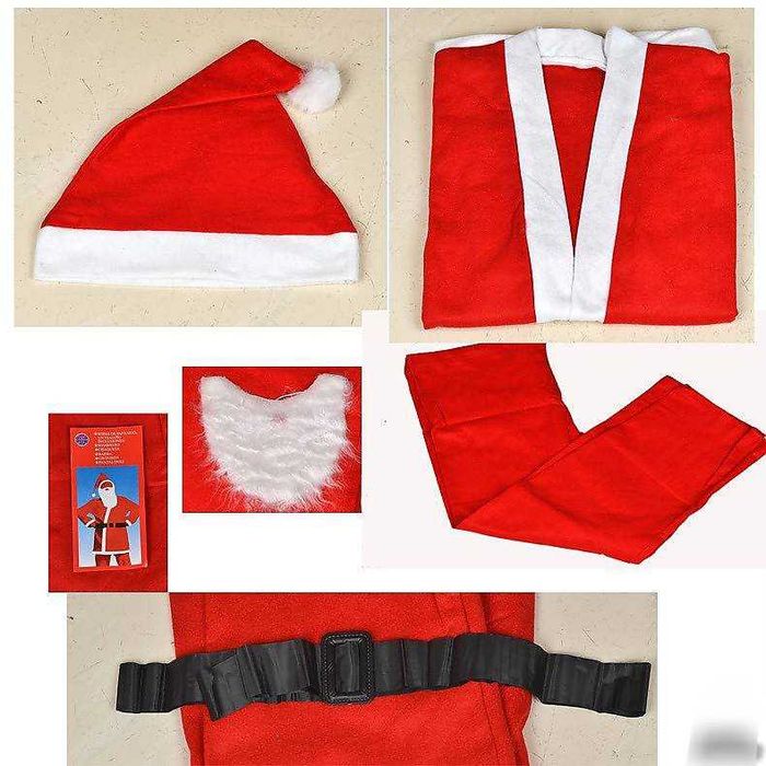 ПРОМО! Костюм на Дядо Коледа / Дядо Мраз комплект 5 ЧАСТИ качество!!
