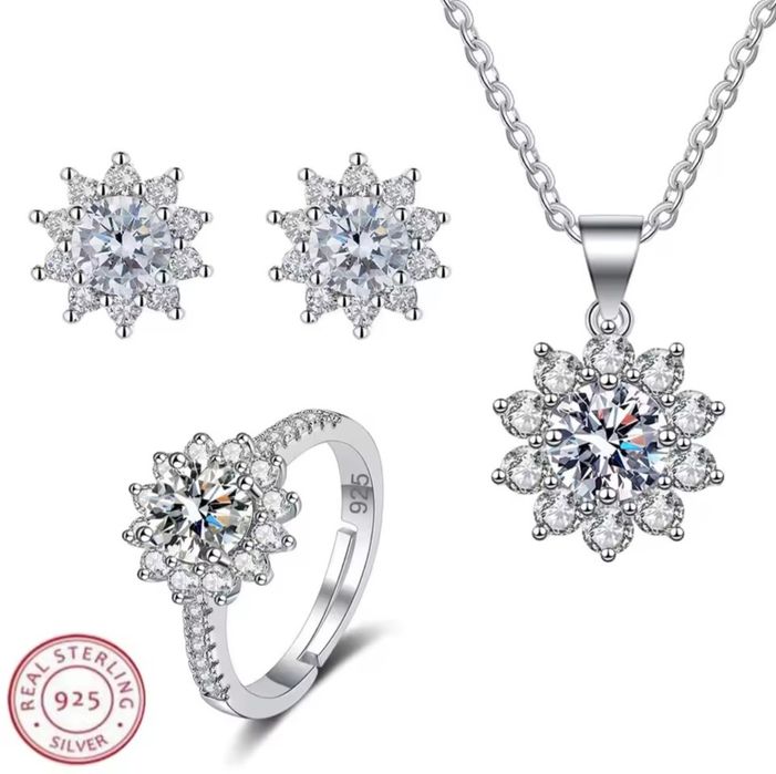 Set de bijuterii de argint S925, inel ajustabil.