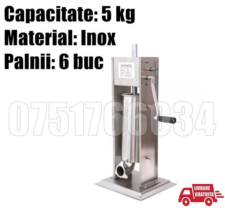 Masina Aparat Manual Umplut Facut Carnati Carnatar Vertical  5 kg HD