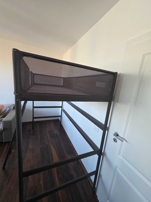 TUFFING Cadru pat supraetajat, gri închis, 90x200 cm