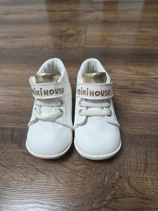 Детски обувки Miki House, Бяло и златно, размер 13 UK