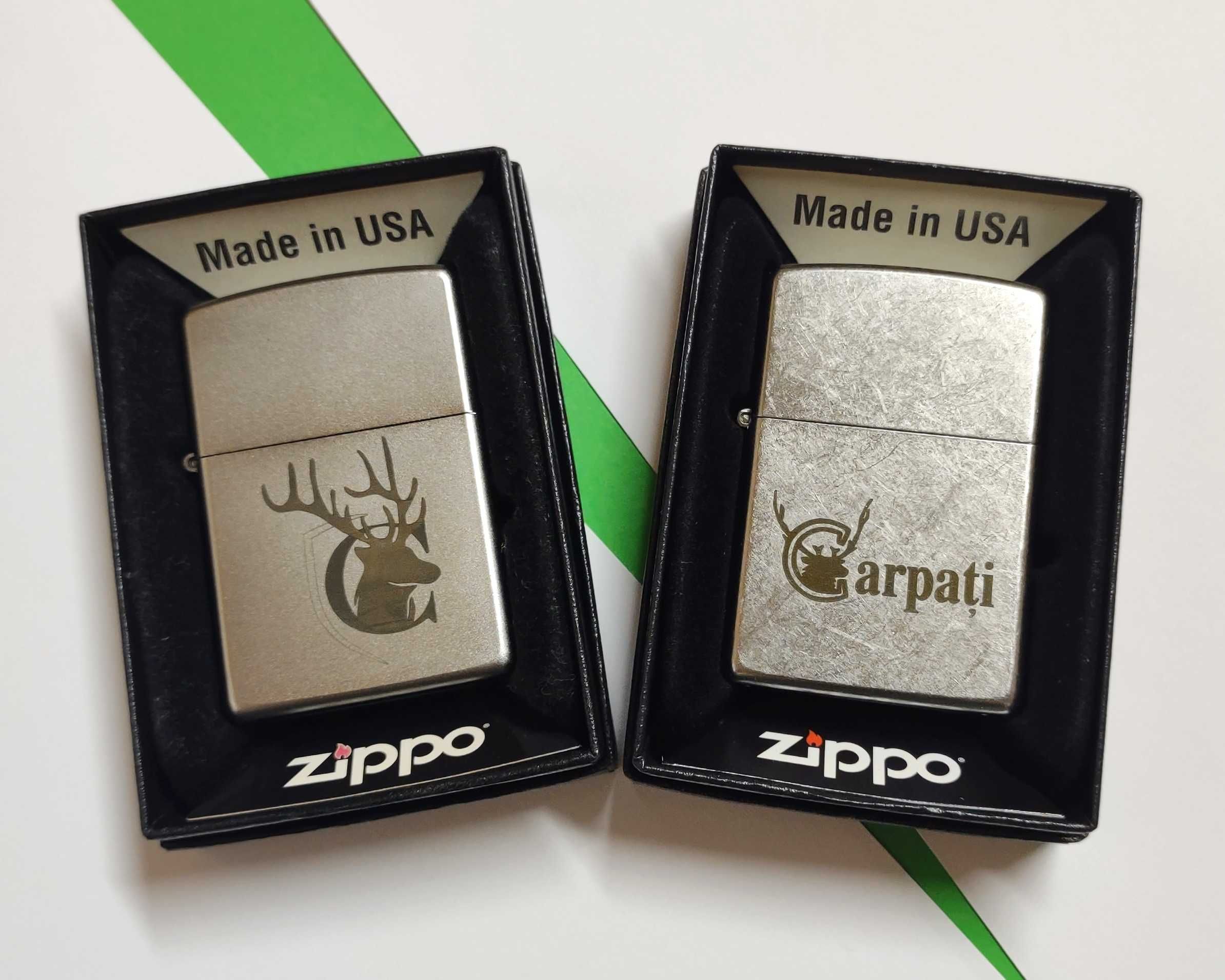 Brichetă Zippo nouă în cutie gravură Carpați – 2 modele