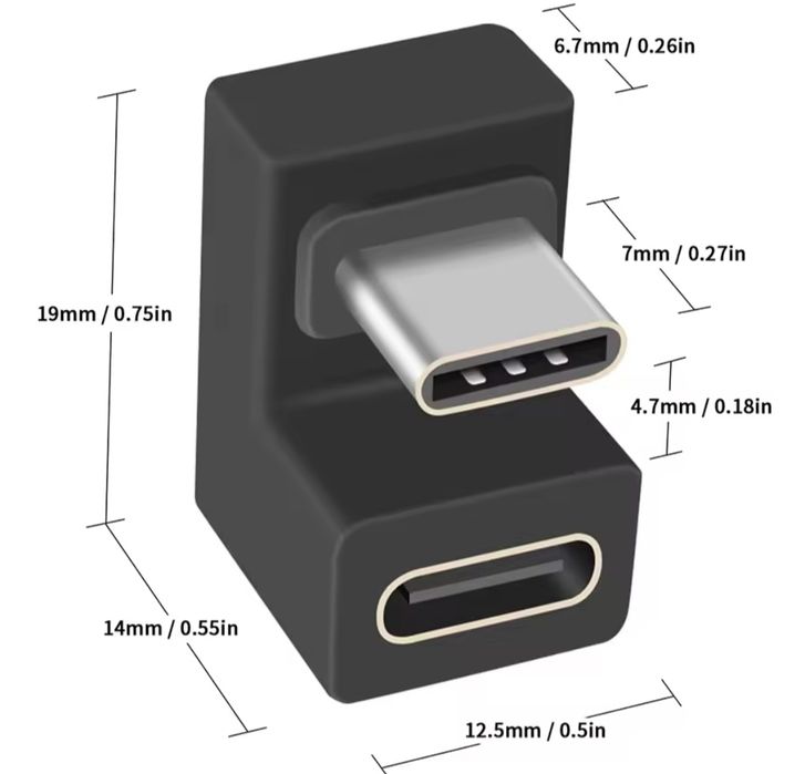 Adaptor 180 grade USB-C 3.1