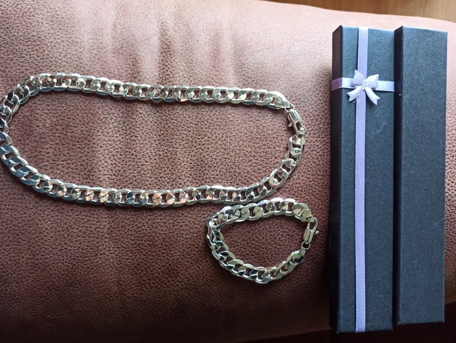 Колие и гривна - посребрено, медицинска стомана