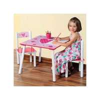 Детска маса със столчета в розово