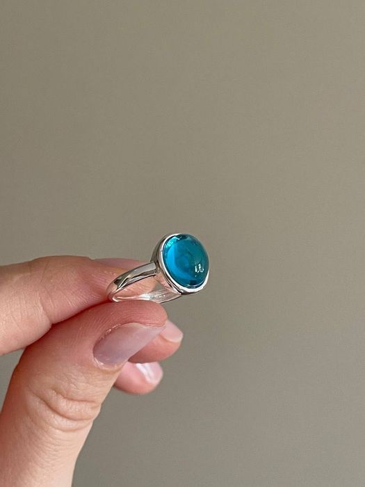 Дамски пръстен с небесносин камък , Чисто Нов.