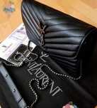 Geanta mini tip plic,accesorii metalice, etichetă, saculet