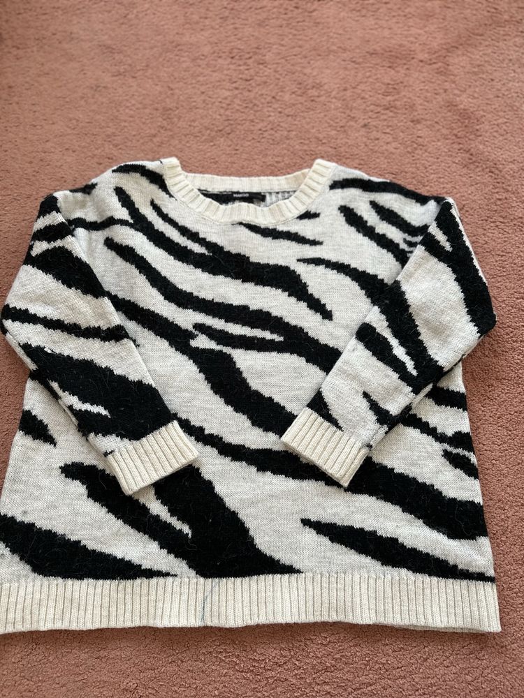 Pulover Mango L alb negru