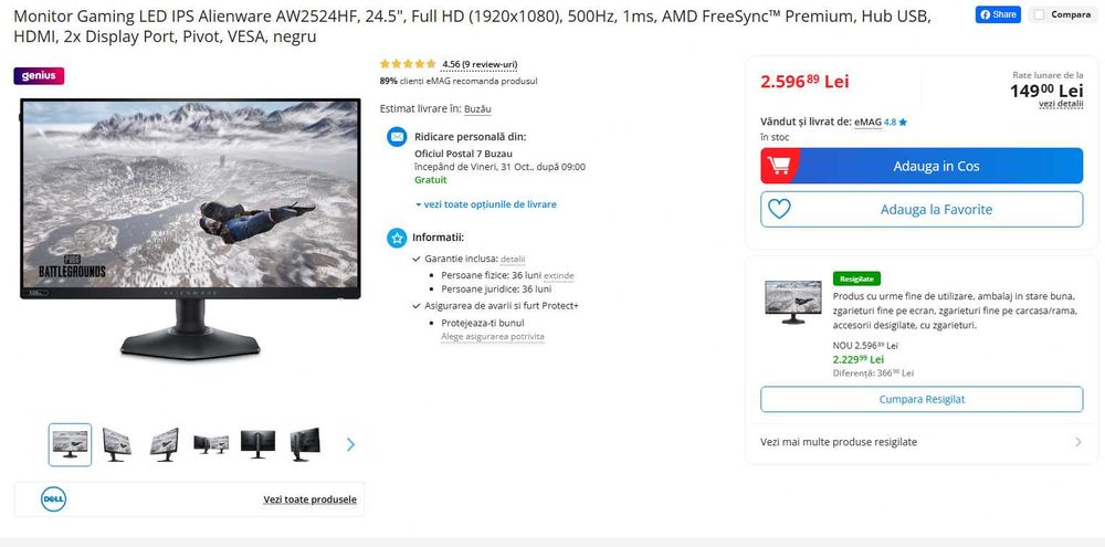 Monitor Alienware 500hz E-Sports