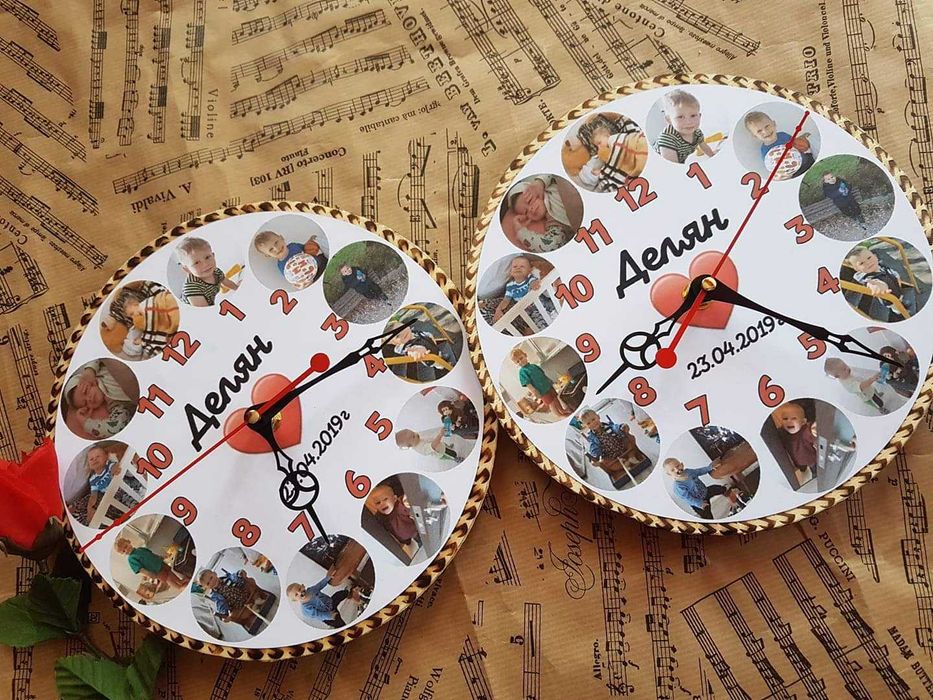 Часовници с колаж на ваши стимки и надпис по желание