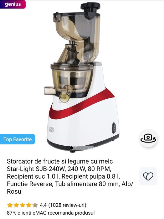 Storcător starlight slow cu melc 80rpm