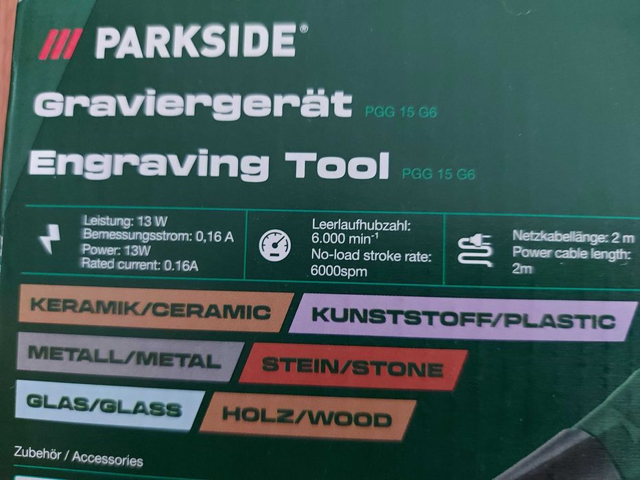Aparat pentru gravura pe sticla, fier, lemn piatra, Parkside 6.000 rpm