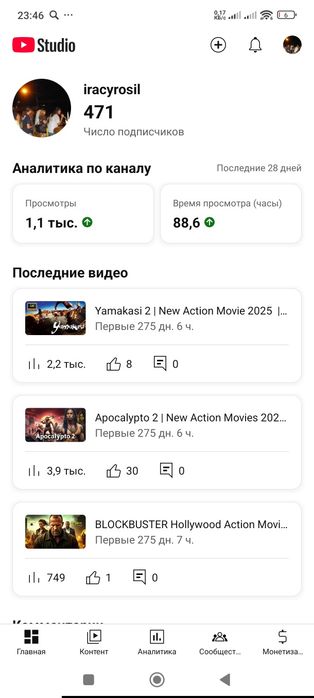 Активный Ютуб канал