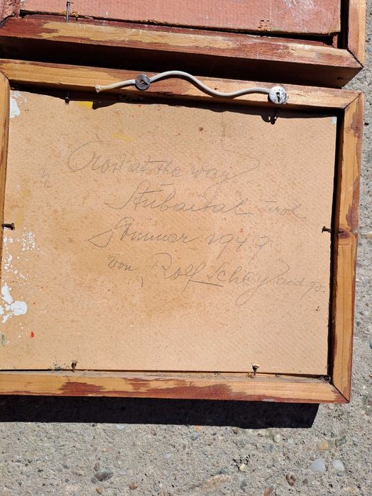 tablou pictura pe carton gros 26/22 cm semnat rolf schey 1949