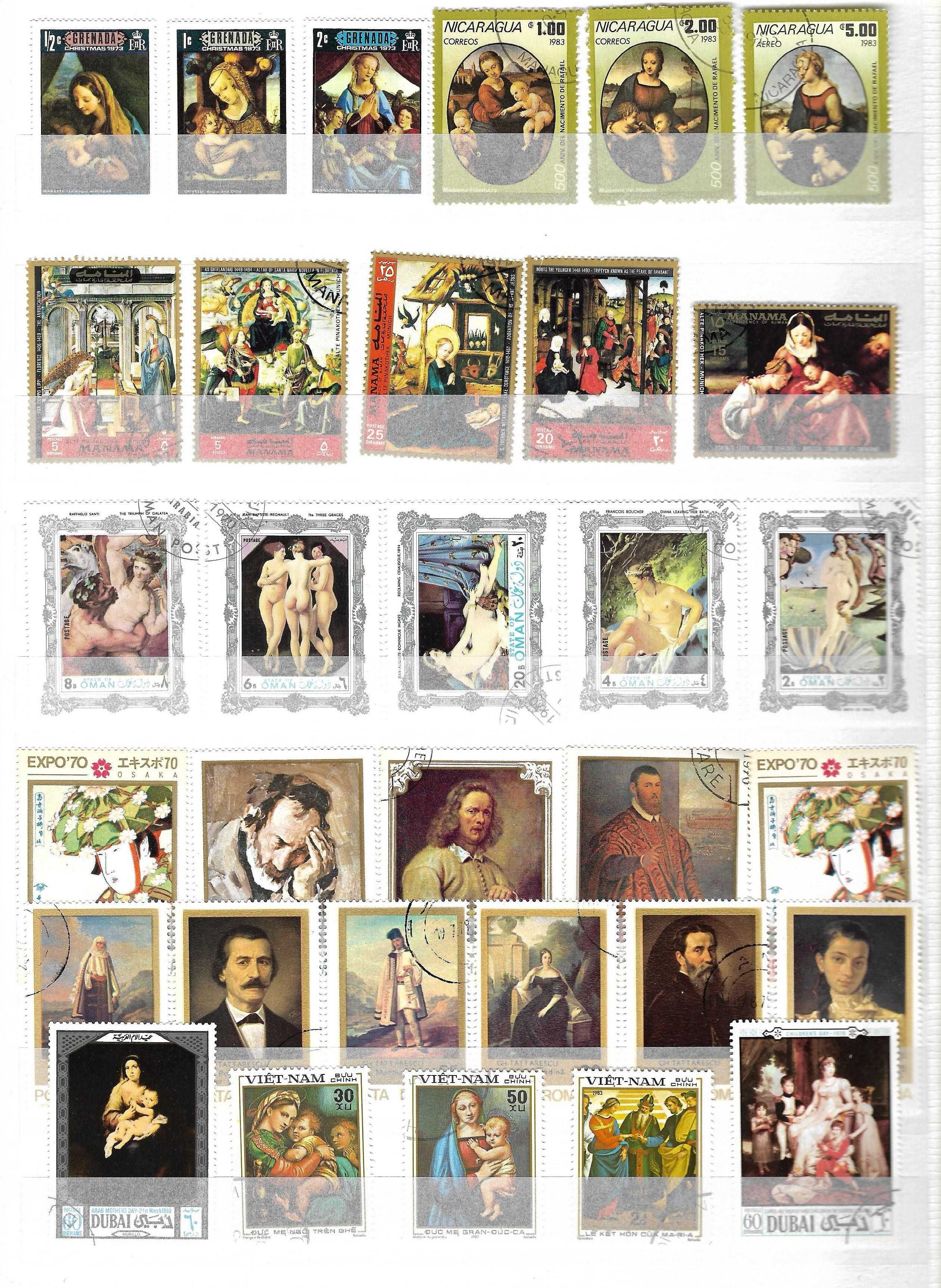 Clasor format A4 4 file (8 pagini) cu timbre si colite tematica arta