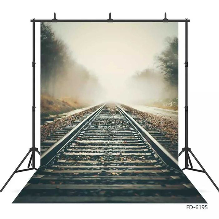 Фотографски фон 240x360 см - влакови релси - винил