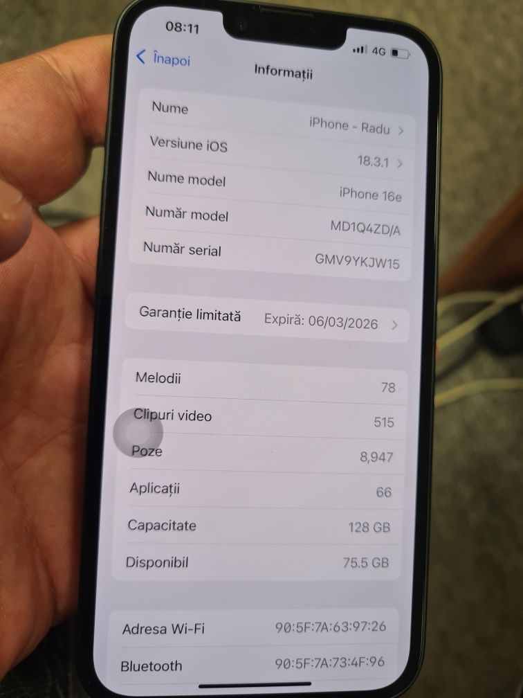 IPhone 16e impecabil cu garanție