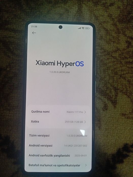 Xiomi 11 T Pro 128 tali 8+4 aperatifka