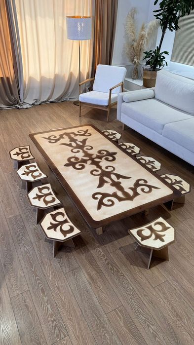 Жер стол квадрат Кенес .Стол казахский. Национальный стол. складной