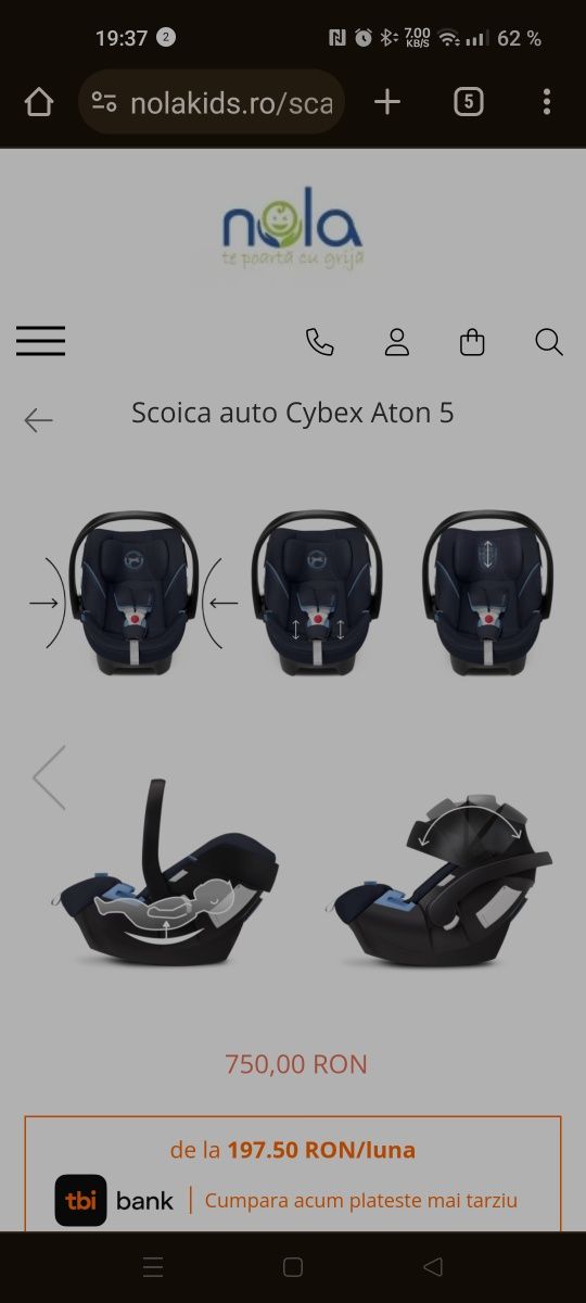 Scoica auto Cybex Aton 5