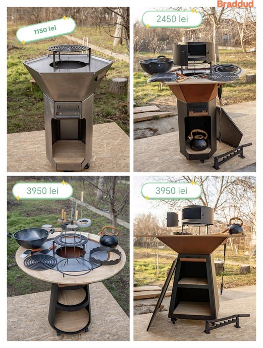 Gratar, plita-inox, grill-otel/carbon, baza/electrostatic, cuva/corten