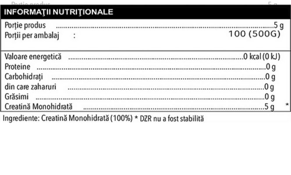 Creatină monohidrată 100% marca Natural Plus 500g