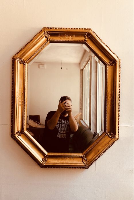 Винтидж златно огледало • Барок / Нео-барок • Фасетирано стъкло