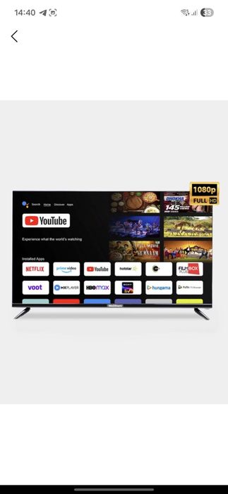 Смарт телевизор WellStars 43" Диагональ, Full HD голосовой поиск