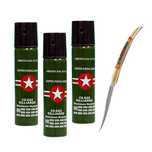 Set cutit model spaniol 18 cm si trei sprayuri piper, auto-aparare, 60