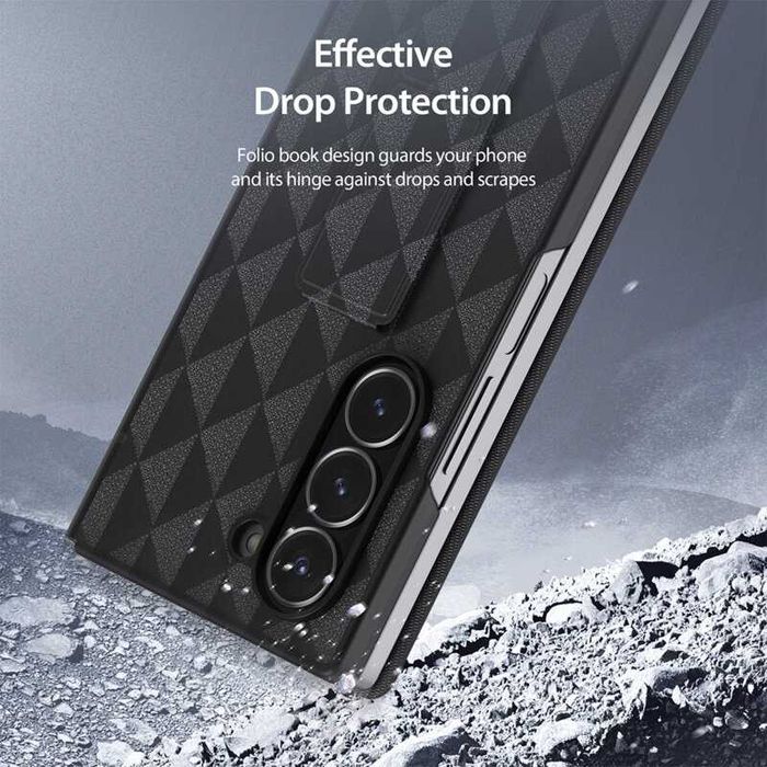 Husa premium flip piele +Folie SAMSUNG Galaxy Z Fold6 5G modele diferi