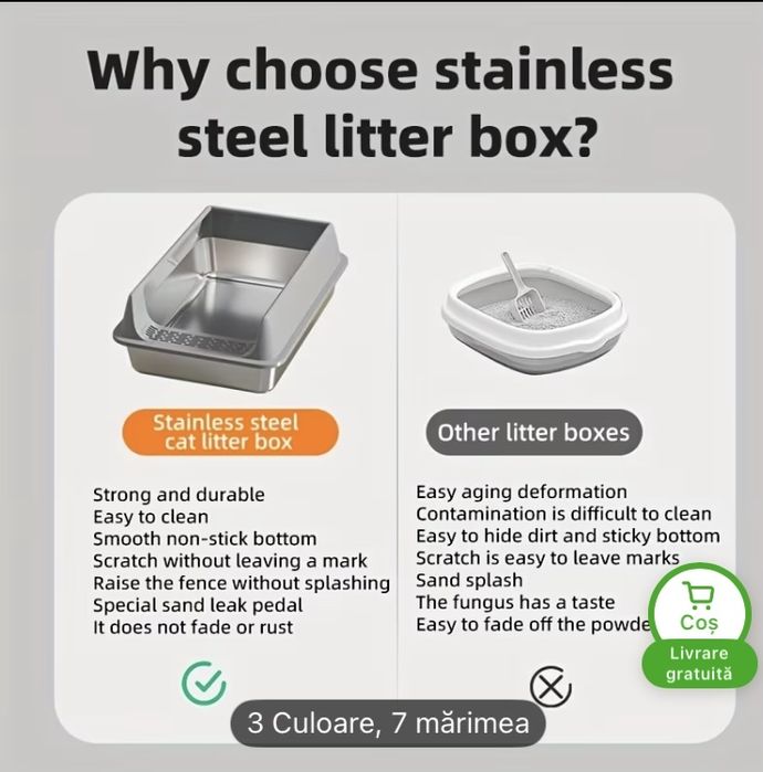 Litiera otel inoxidabil