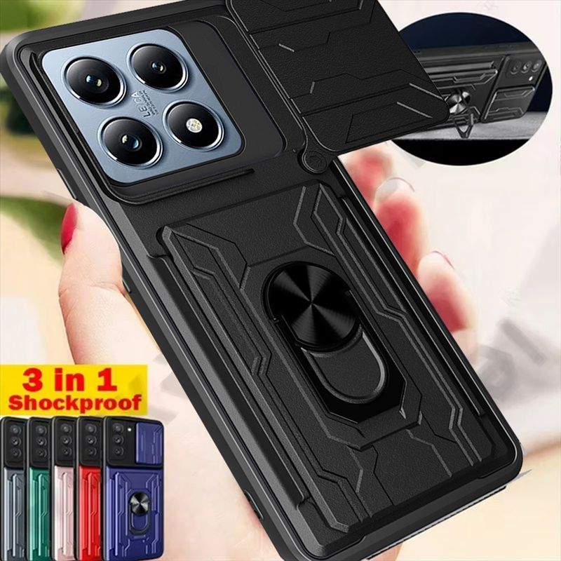 Xiaomi 14T / 14T Pro / RING CARD SLOT Удароустойчив кейс гръб с магнит