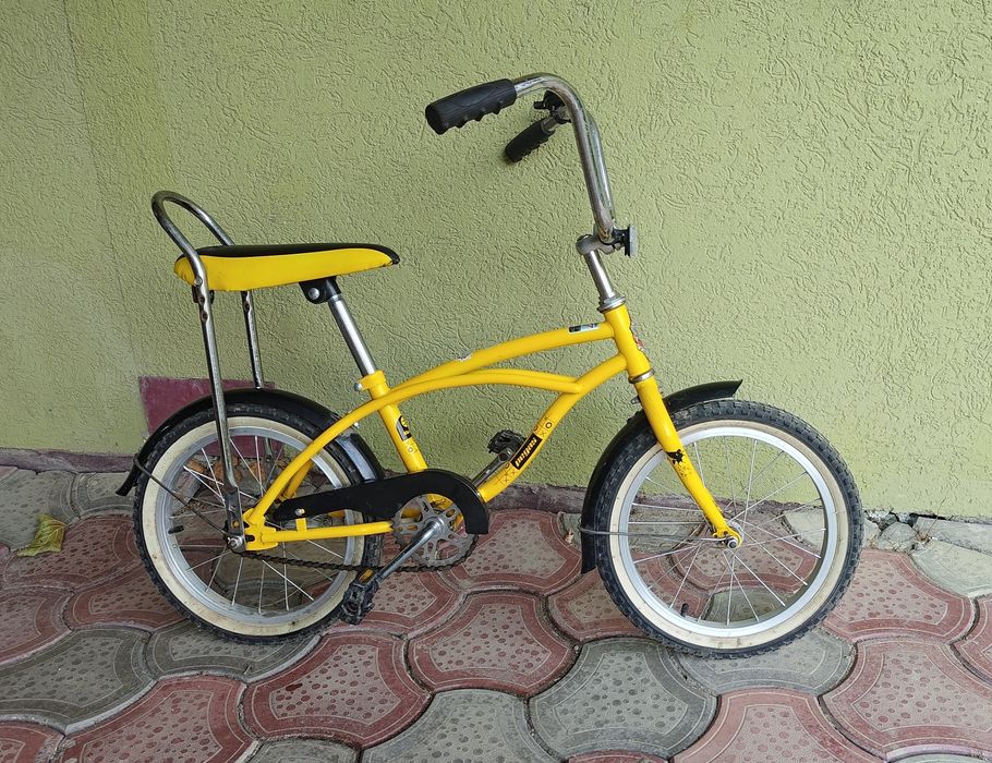 Bicicletă copii retro – model Pegas tip chopper, galbenă