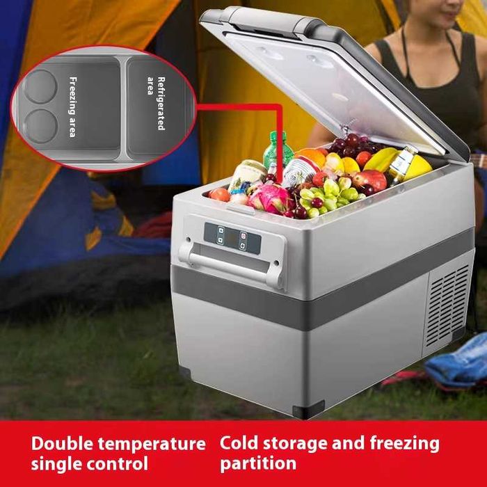 НОВ Преносим компресорен хладилник 45L 12V/24V/220V универсален фризер