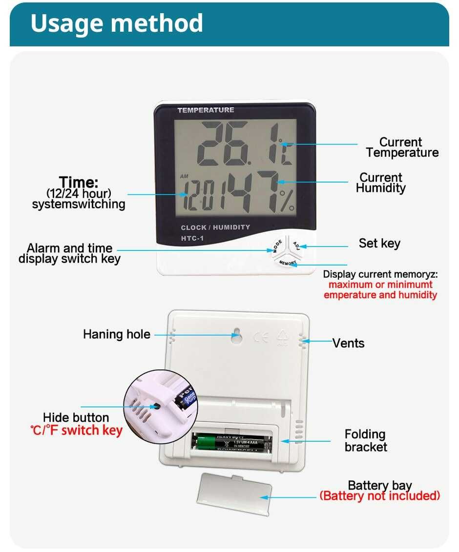 Mini LCD pentru termometru fără fir Termometru digital higrometru