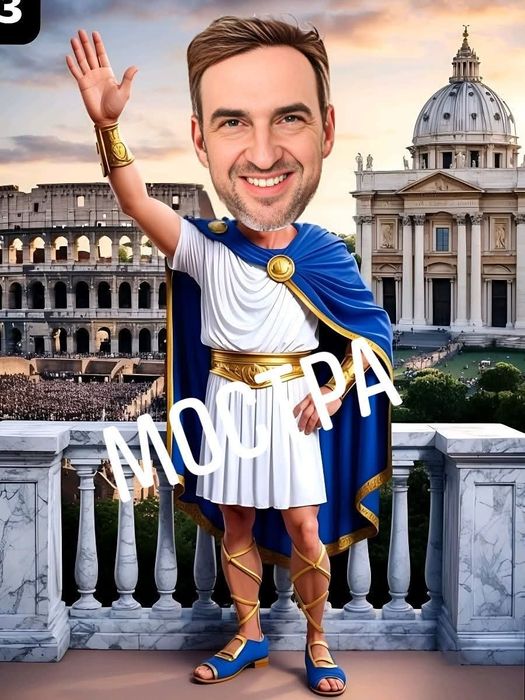 Карикатура по поръчка с ваша снимка и с рамка.