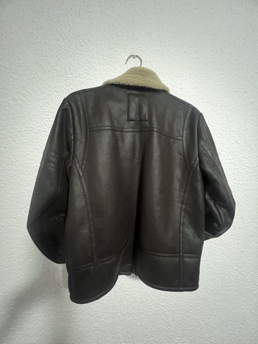 geaca Guess originala tip aviator cu guler shearling piele ecologica,
